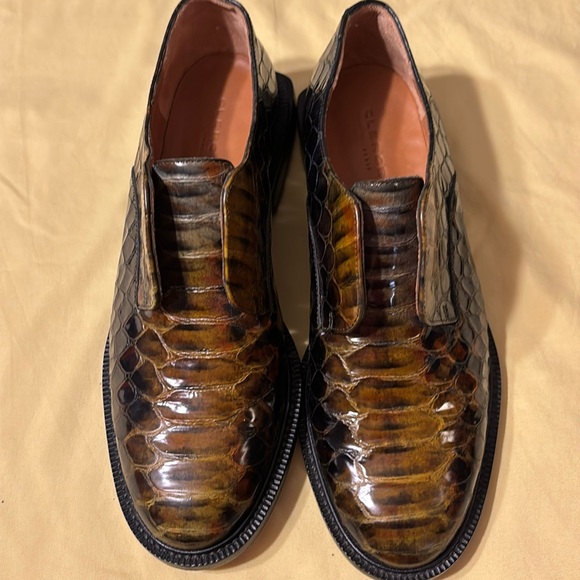 NWT Clergerie Rayanes snake-embossed Oxford shoe 37.5 - Picture 1 of 7